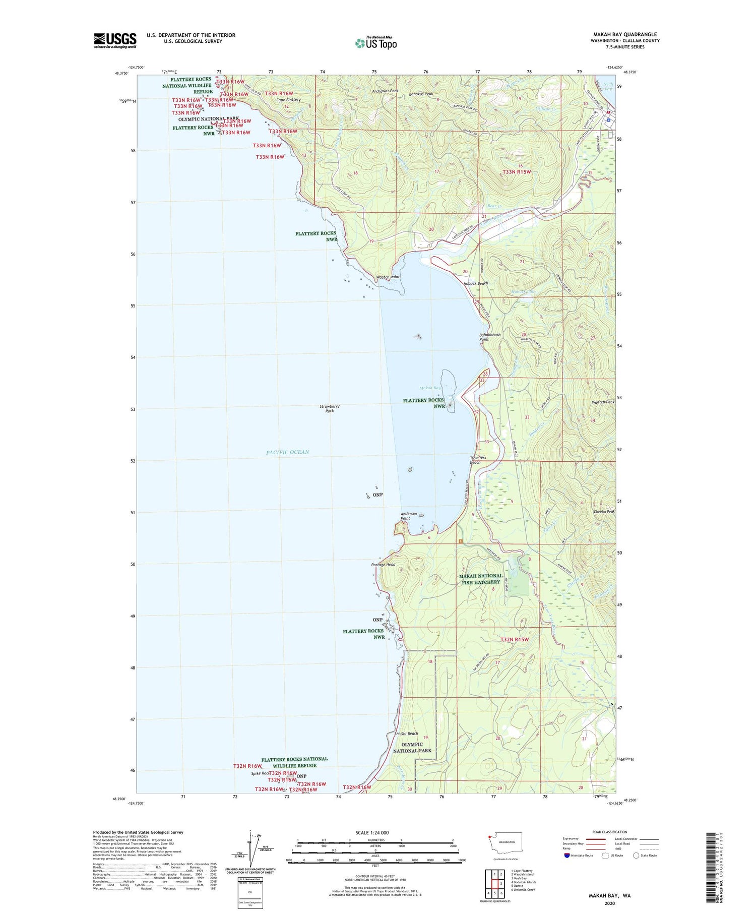 Makah Bay Washington US Topo Map Image