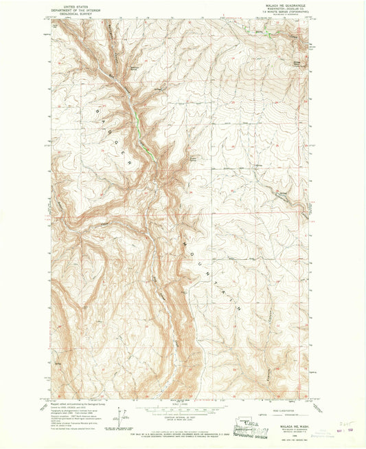 Classic USGS Malaga NE Washington 7.5'x7.5' Topo Map Image