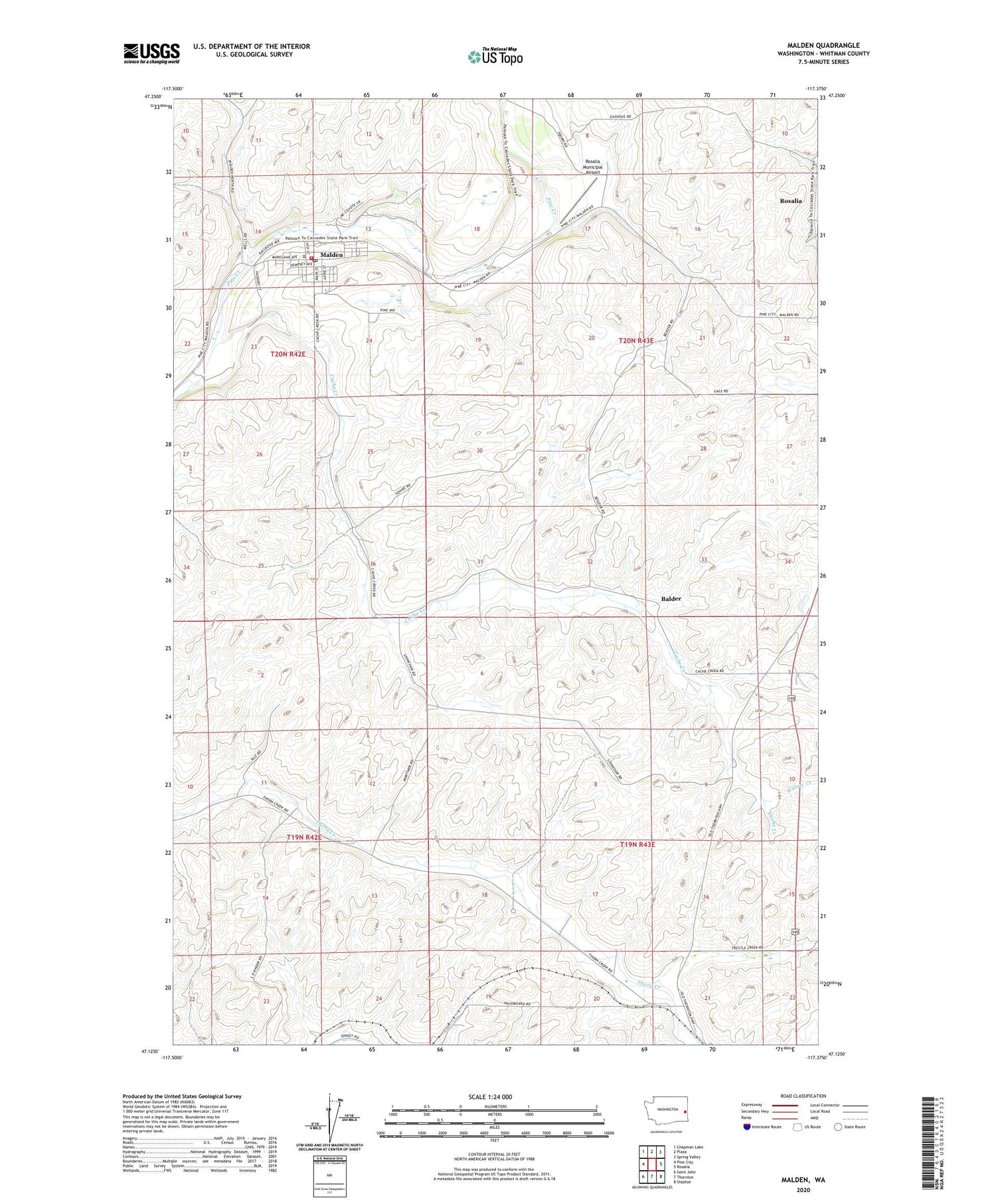 Malden Washington US Topo Map Image