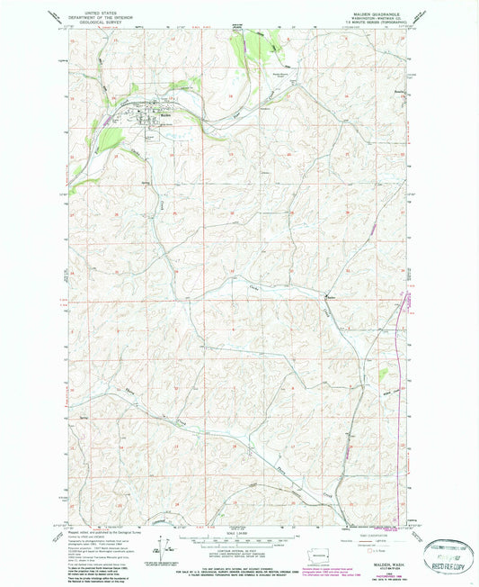 Classic USGS Malden Washington 7.5'x7.5' Topo Map Image
