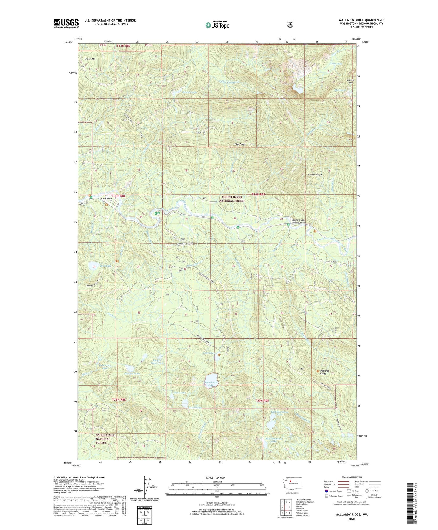 Mallardy Ridge Washington US Topo Map Image