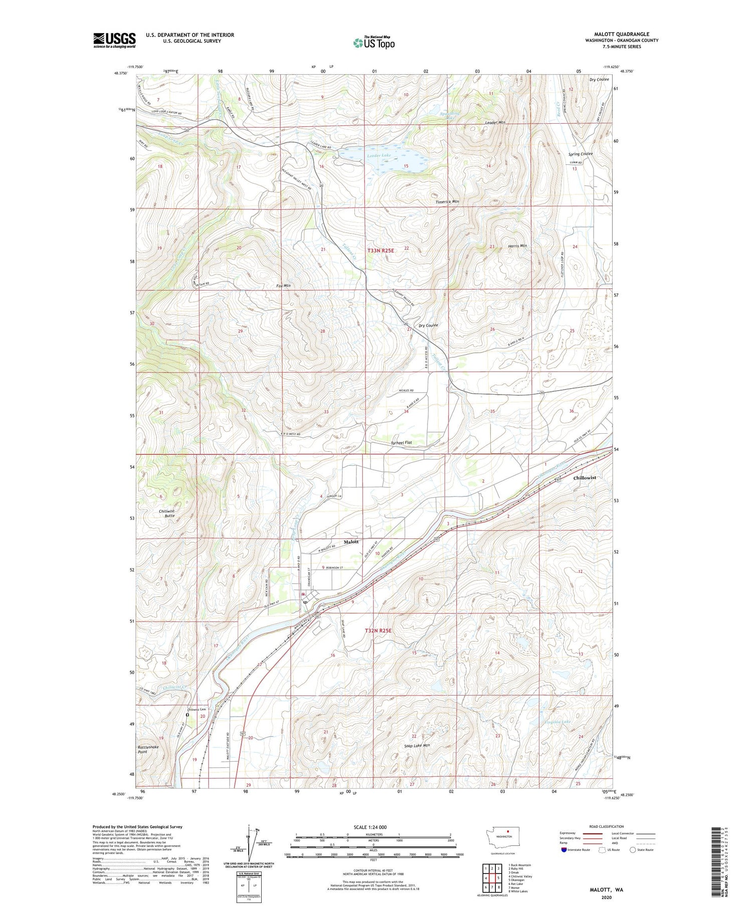 Malott Washington US Topo Map Image