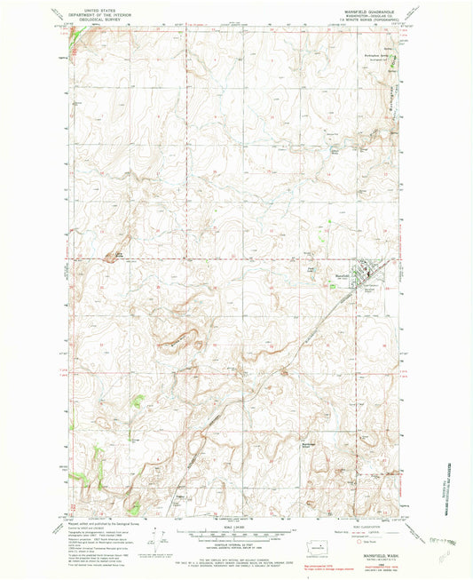 Classic USGS Mansfield Washington 7.5'x7.5' Topo Map Image