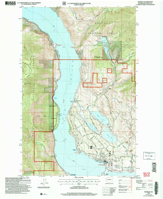 Classic USGS Manson Washington 7.5'x7.5' Topo Map Image