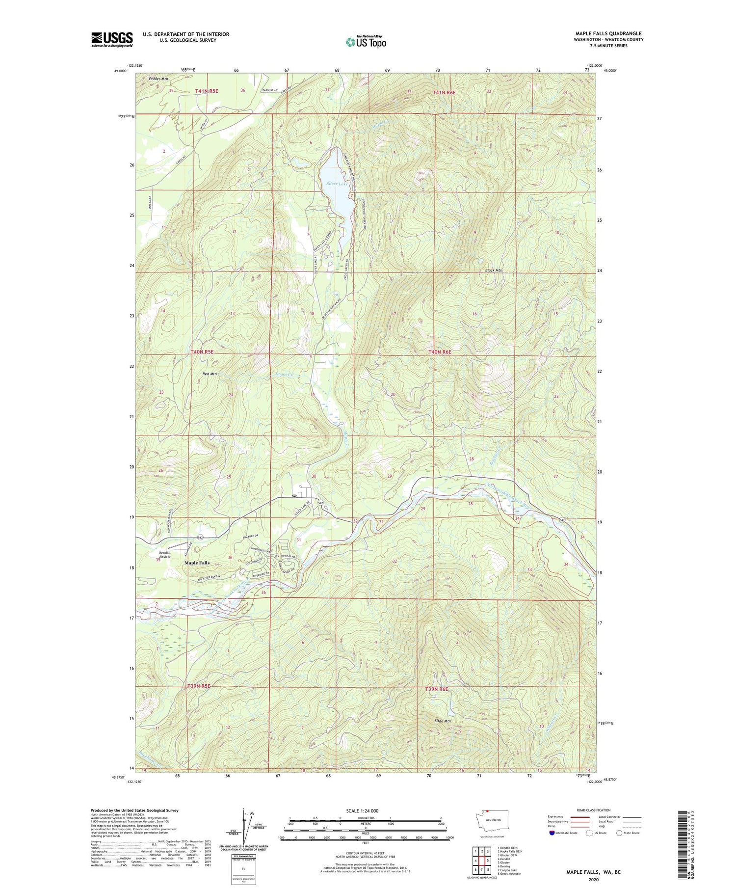 Maple Falls Washington US Topo Map Image