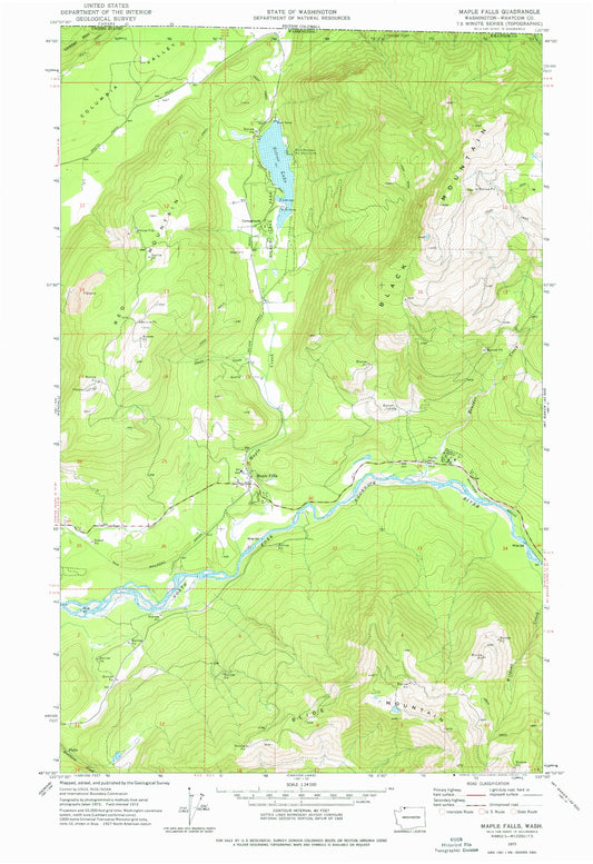 Classic USGS Maple Falls Washington 7.5'x7.5' Topo Map Image