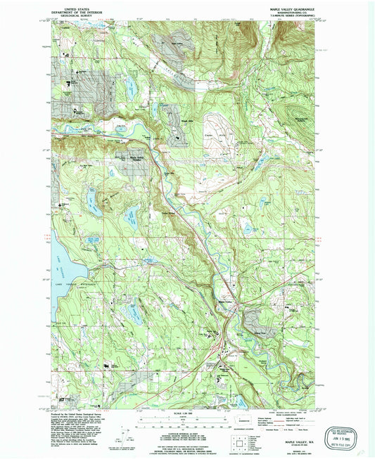 Classic USGS Maple Valley Washington 7.5'x7.5' Topo Map Image