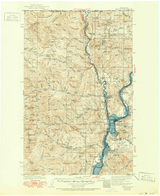 Historic 1942 Marcus Washington 30'x30' Topo Map Image