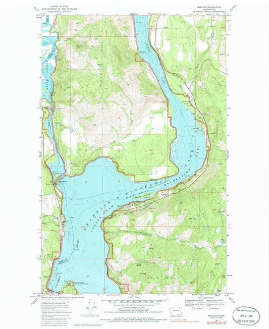 Classic USGS Marcus Washington 7.5'x7.5' Topo Map Image