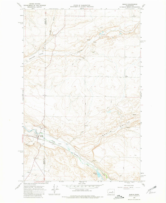 Classic USGS Marlin Washington 7.5'x7.5' Topo Map Image
