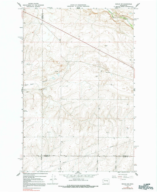 Classic USGS Marlin SW Washington 7.5'x7.5' Topo Map Image