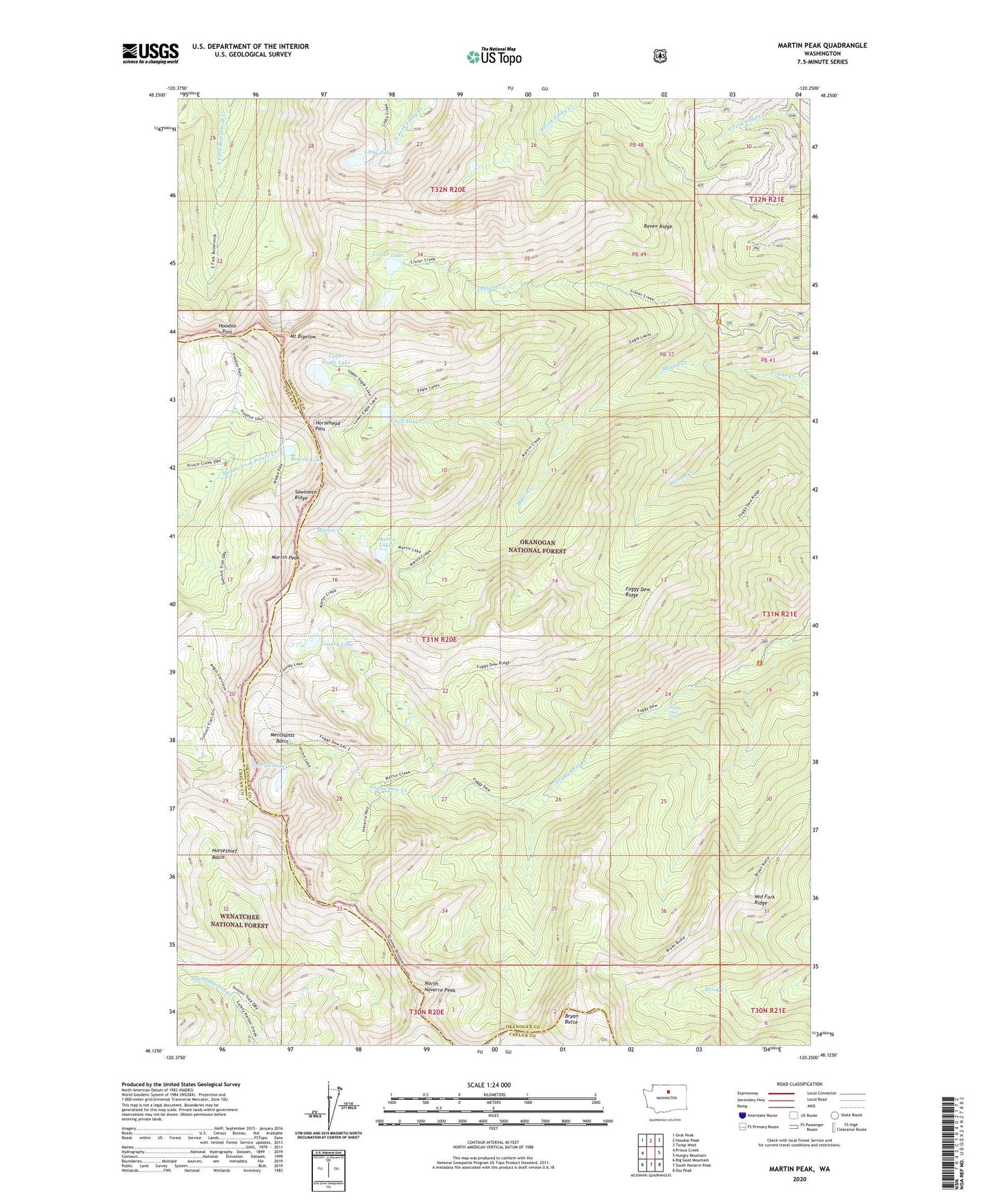Martin Peak Washington US Topo Map Image