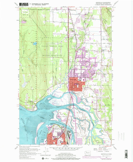 Classic USGS Marysville Washington 7.5'x7.5' Topo Map Image