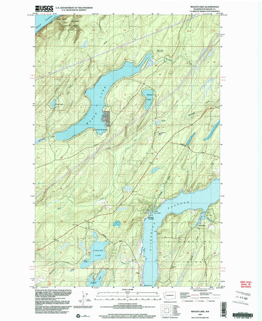 Classic USGS Mason Lake Washington 7.5'x7.5' Topo Map Image