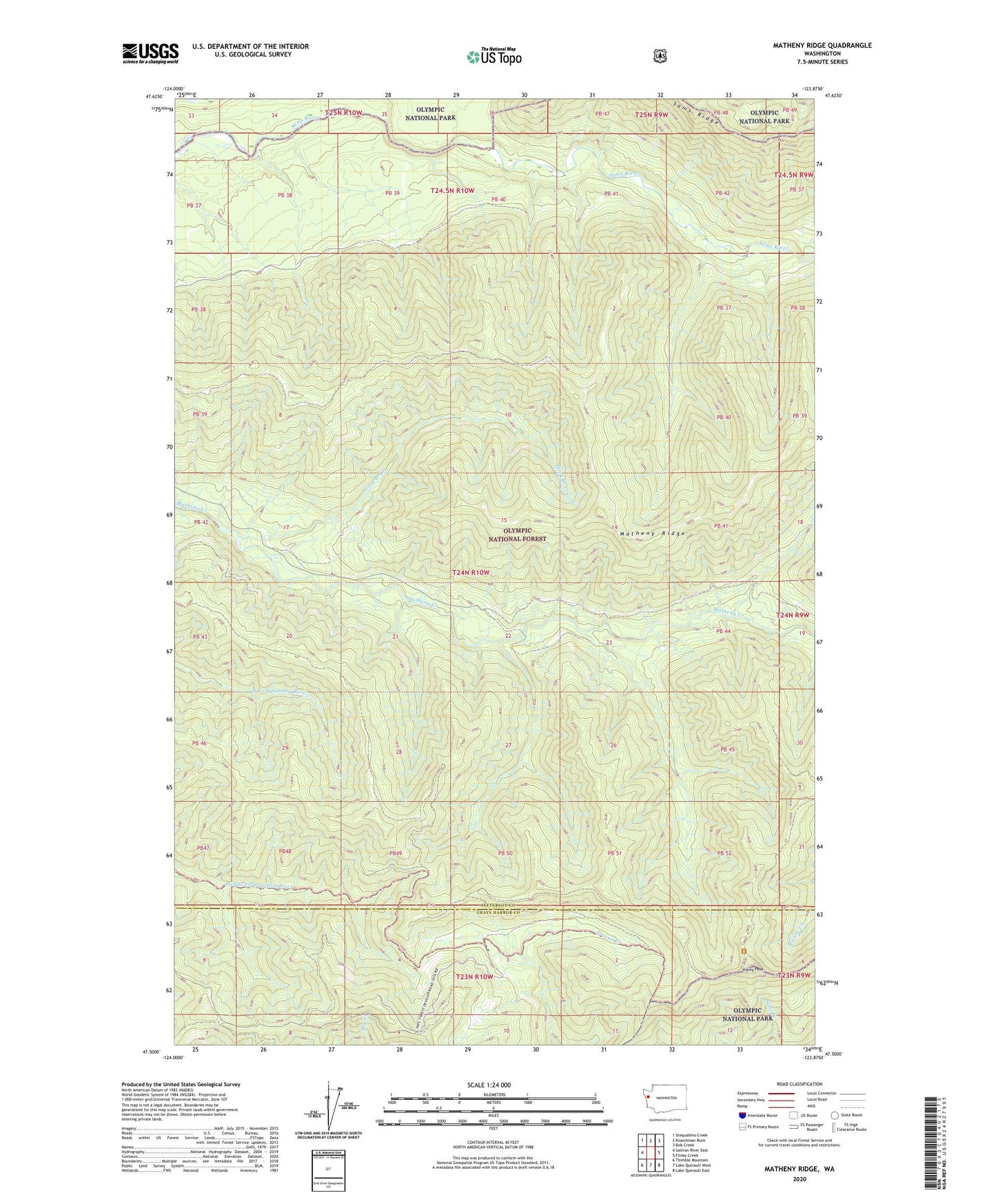 Matheny Ridge Washington US Topo Map Image