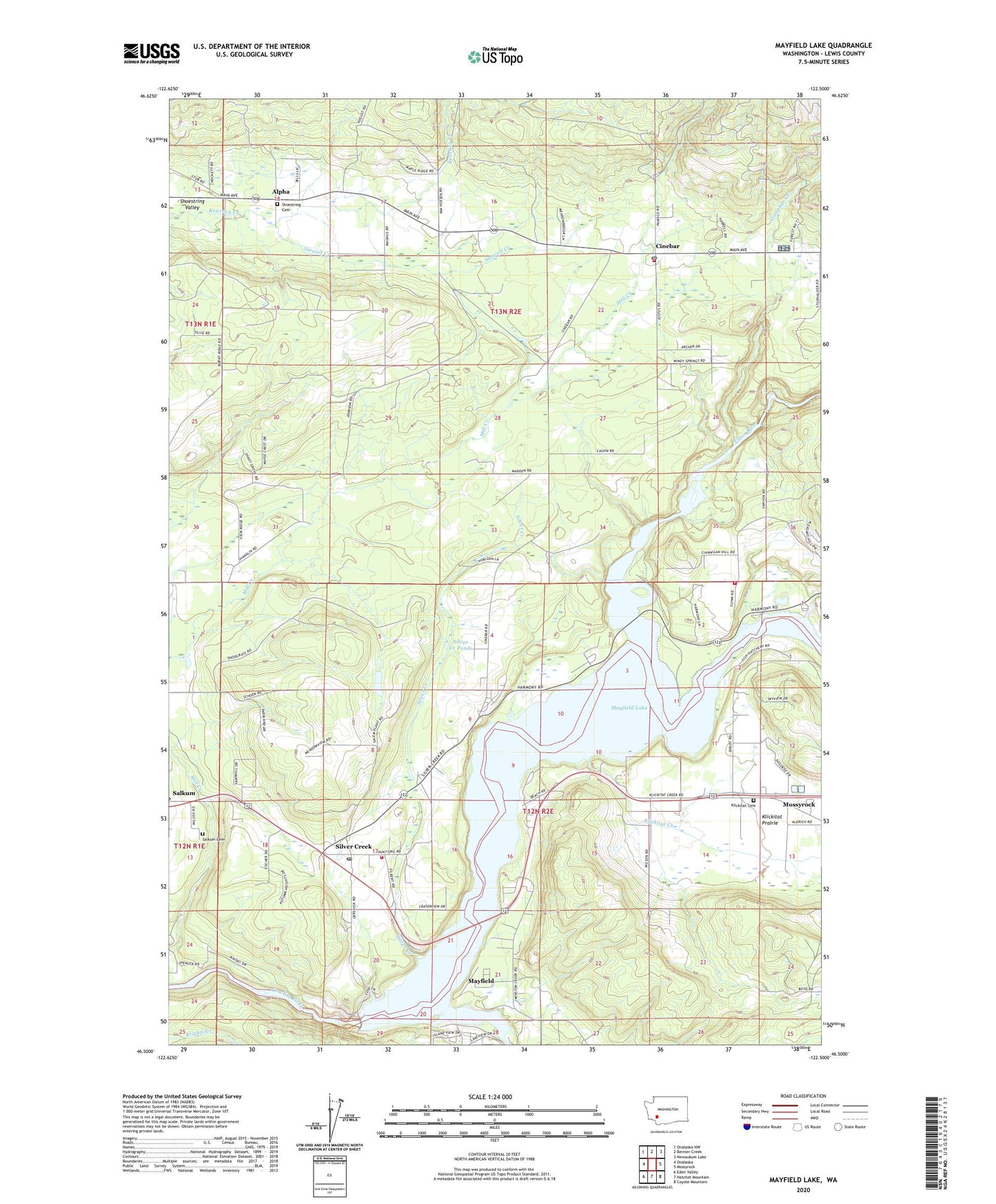 Mayfield Lake Washington US Topo Map Image