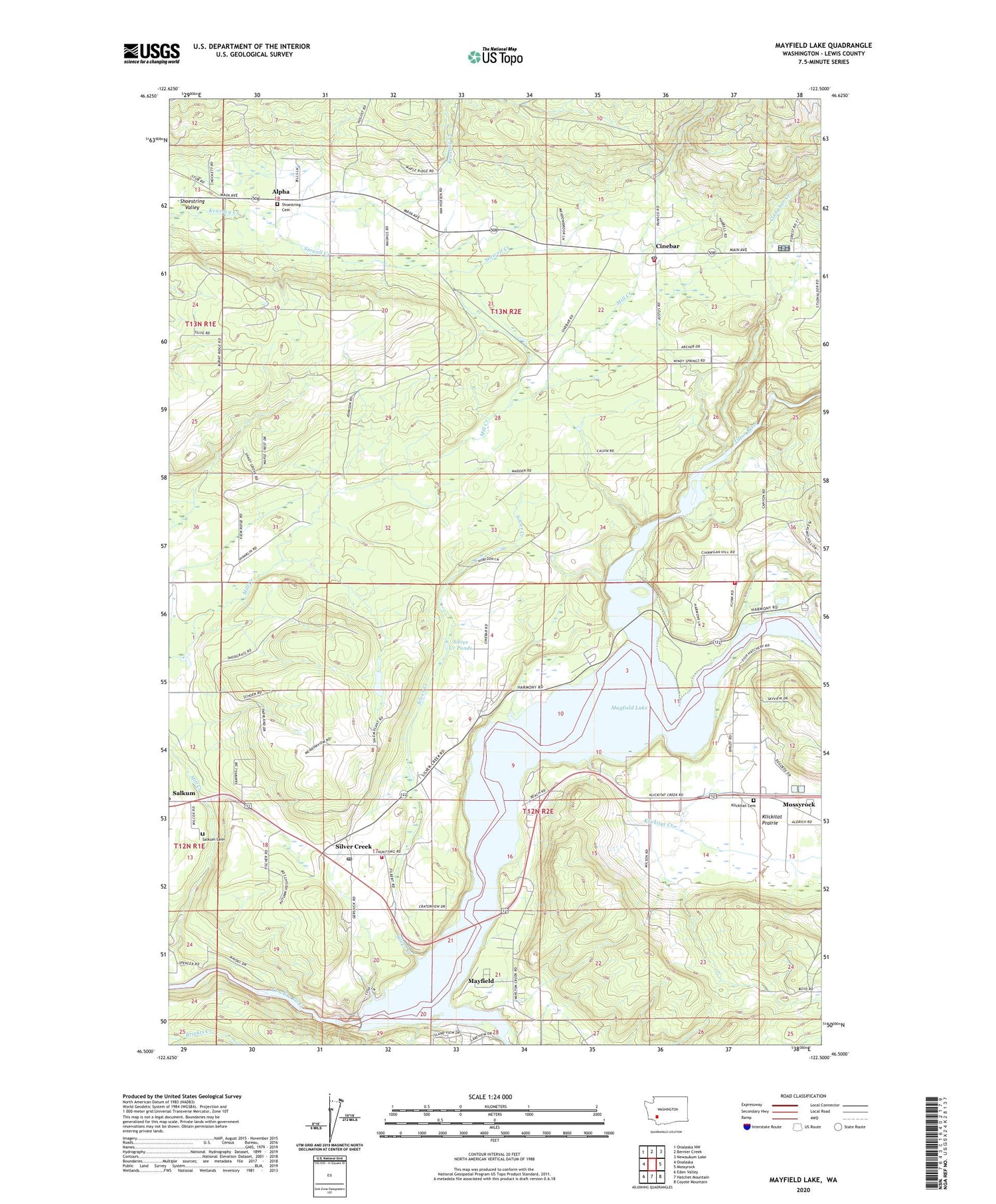 Mayfield Lake Washington US Topo Map Image
