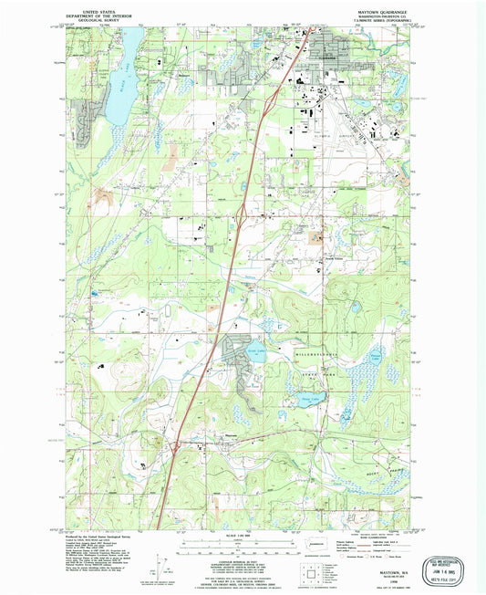 Classic USGS Maytown Washington 7.5'x7.5' Topo Map Image