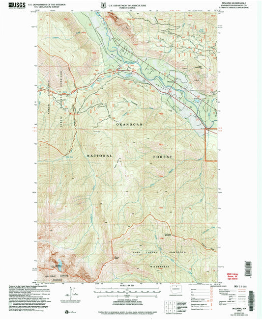 Classic USGS Mazama Washington 7.5'x7.5' Topo Map Image
