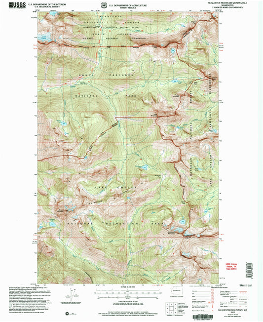 Classic USGS McAlester Mountain Washington 7.5'x7.5' Topo Map Image