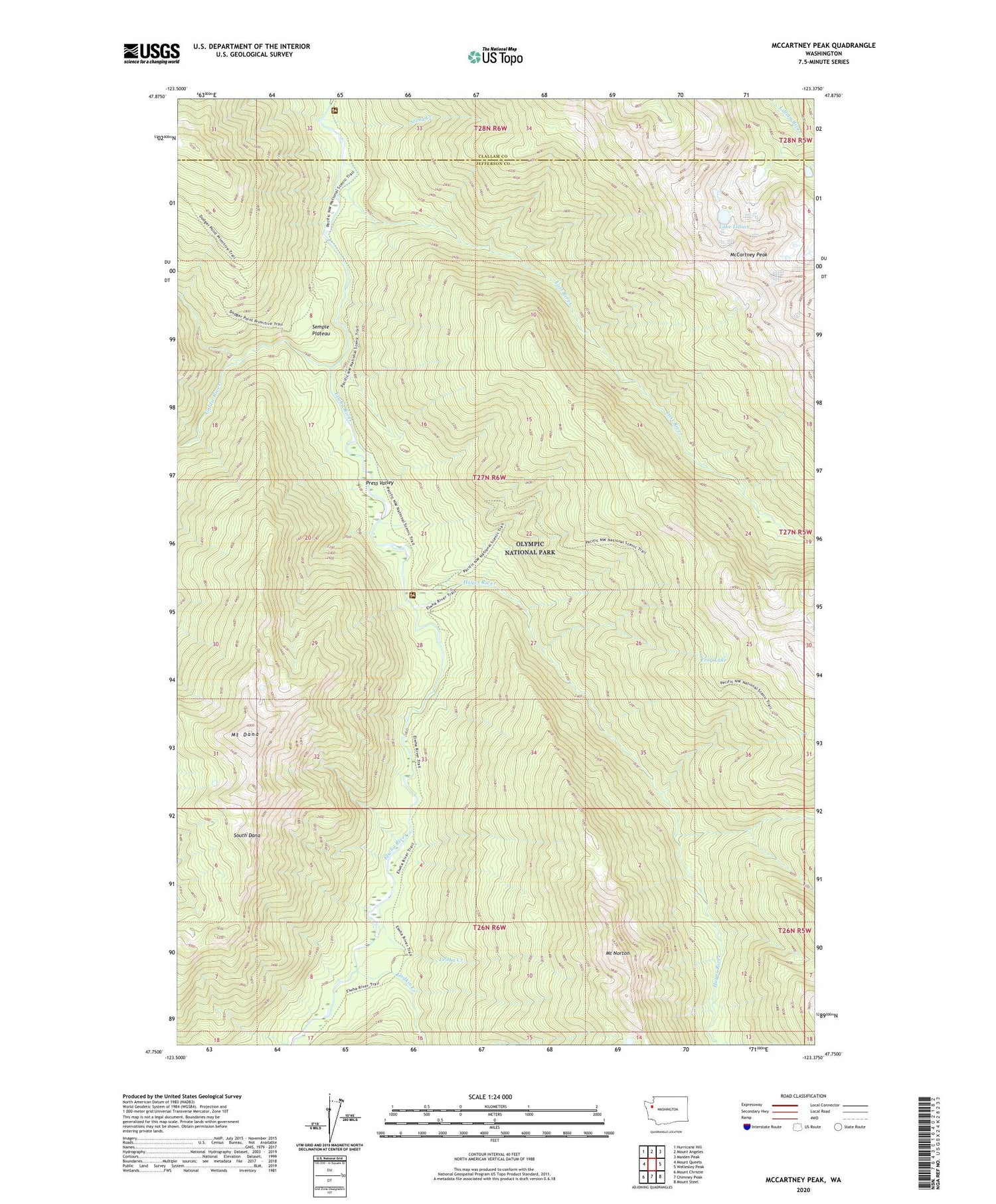 McCartney Peak Washington US Topo Map Image