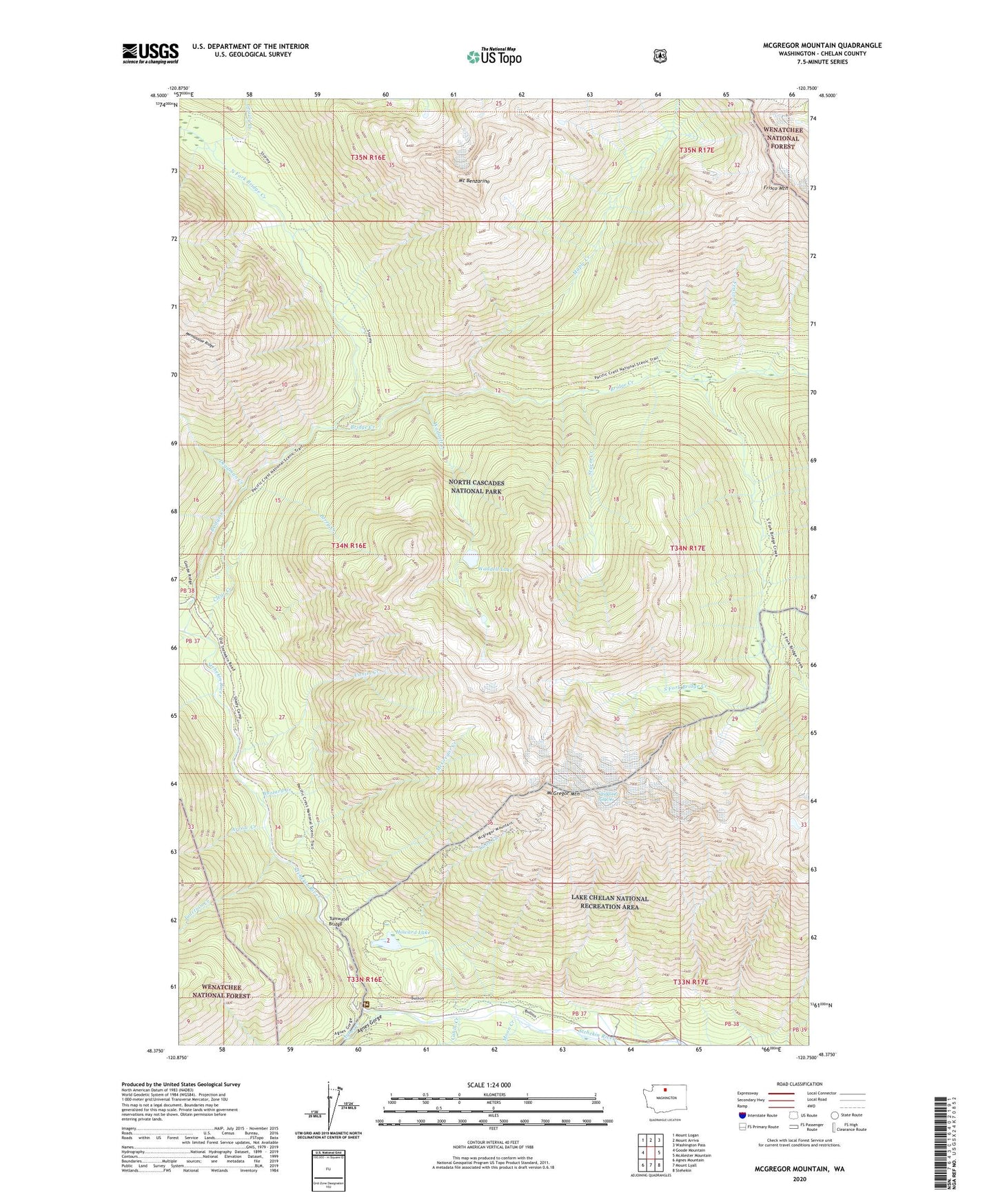 McGregor Mountain Washington US Topo Map Image