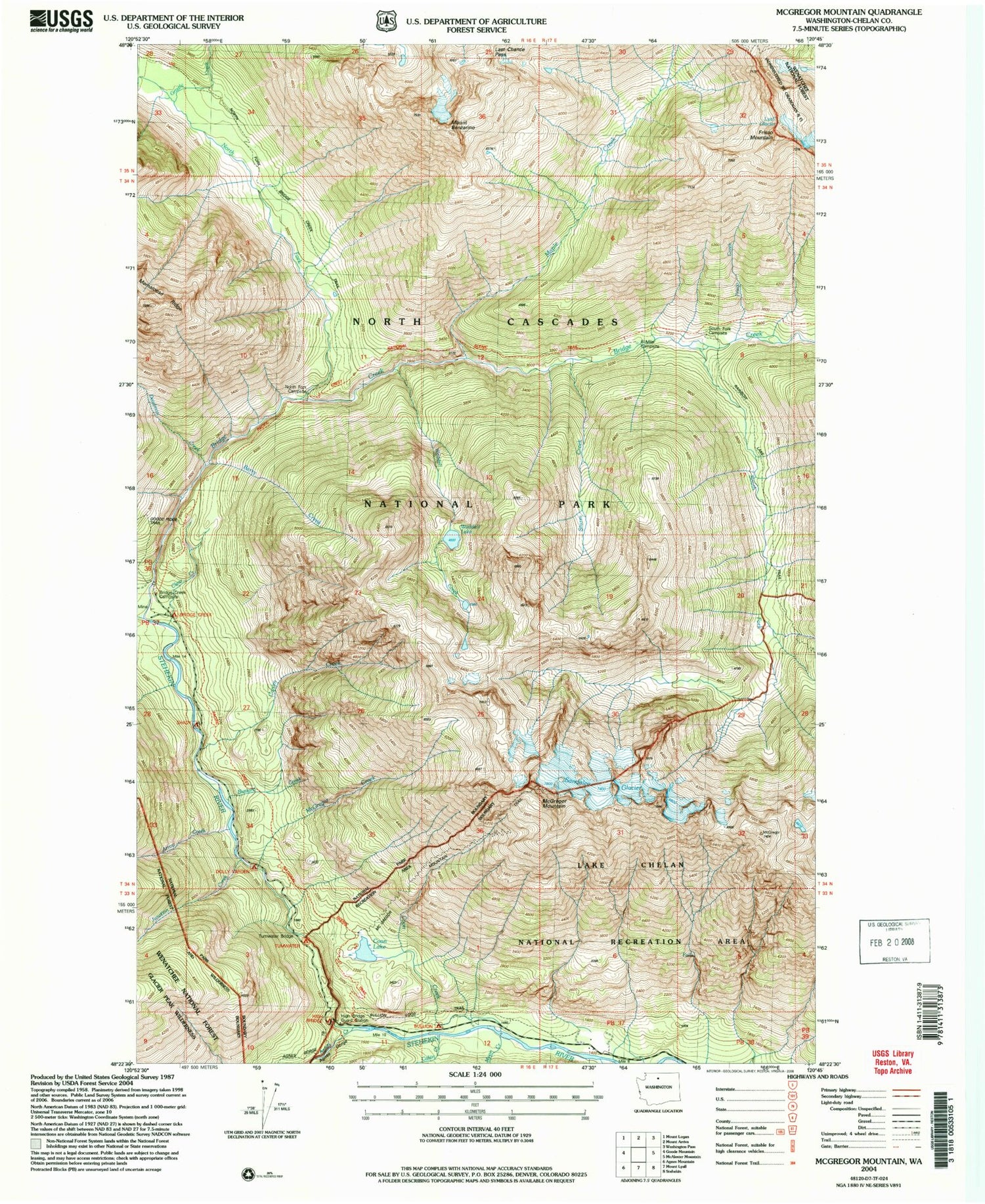 Classic USGS McGregor Mountain Washington 7.5'x7.5' Topo Map Image
