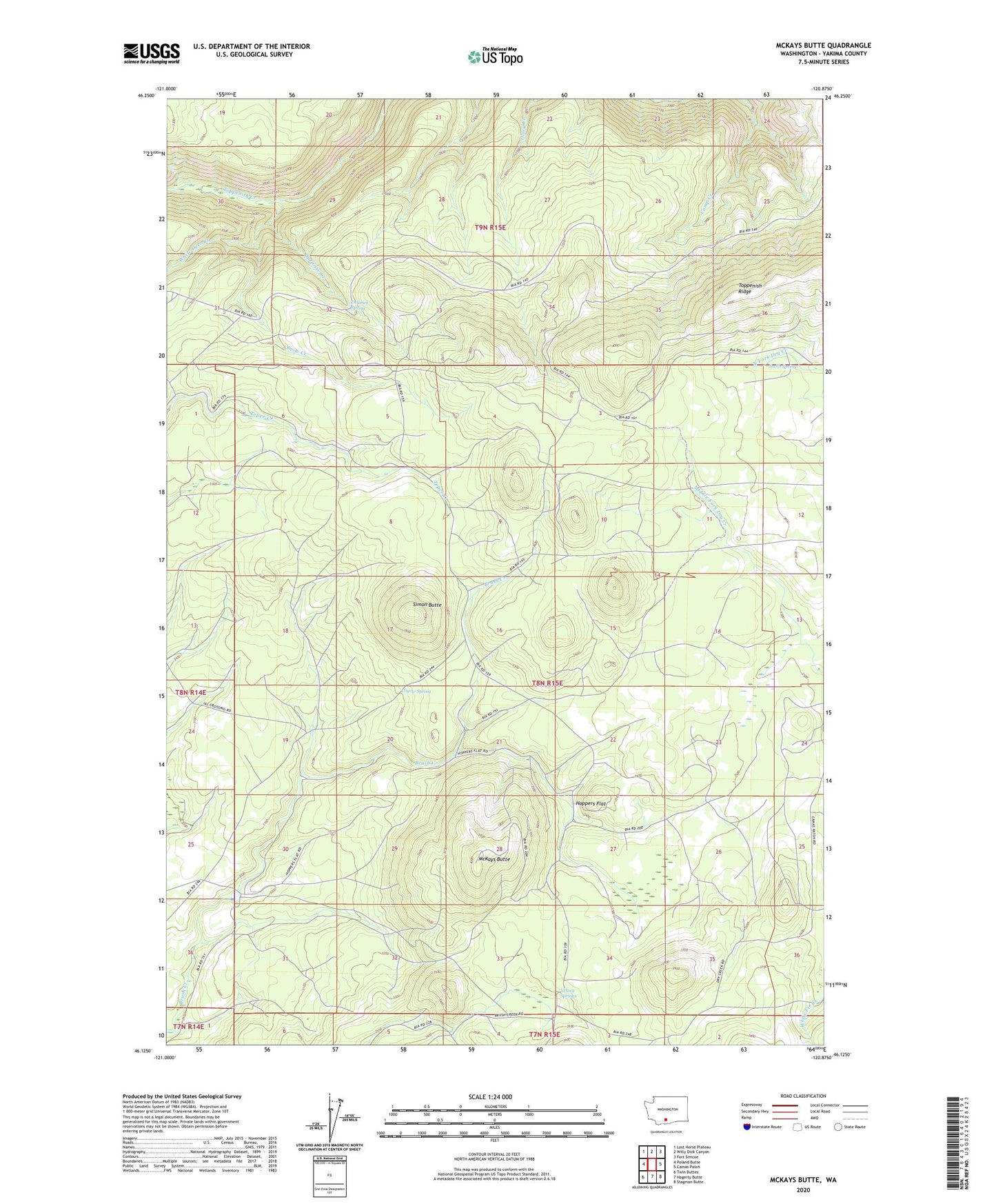 McKays Butte Washington US Topo Map Image
