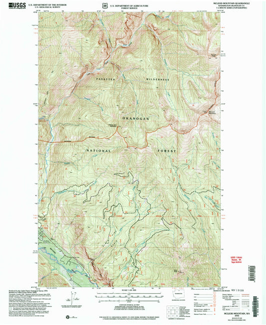 Classic USGS McLeod Mountain Washington 7.5'x7.5' Topo Map Image
