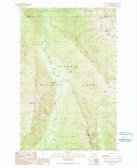 Classic USGS McCartney Peak Washington 7.5'x7.5' Topo Map Image