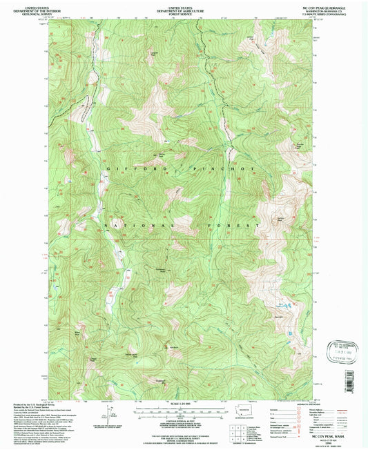 Classic USGS McCoy Peak Washington 7.5'x7.5' Topo Map Image