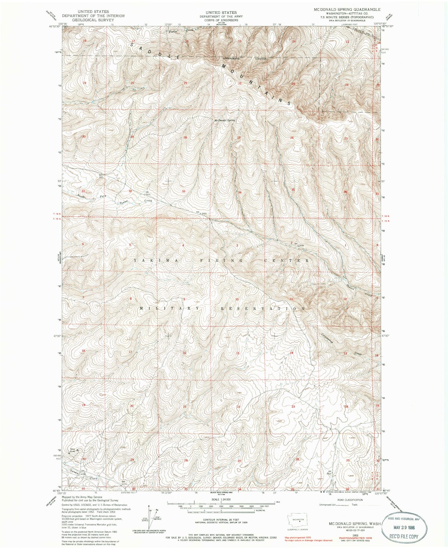 Classic USGS McDonald Spring Washington 7.5'x7.5' Topo Map Image