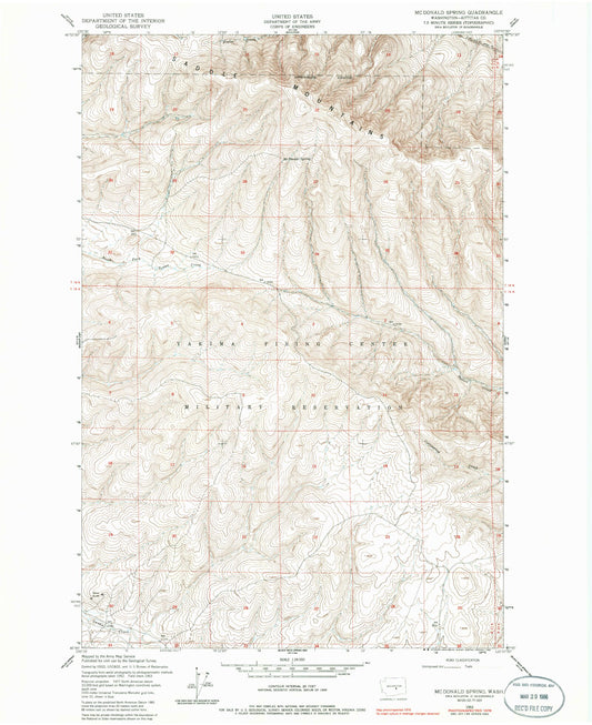 Classic USGS McDonald Spring Washington 7.5'x7.5' Topo Map Image