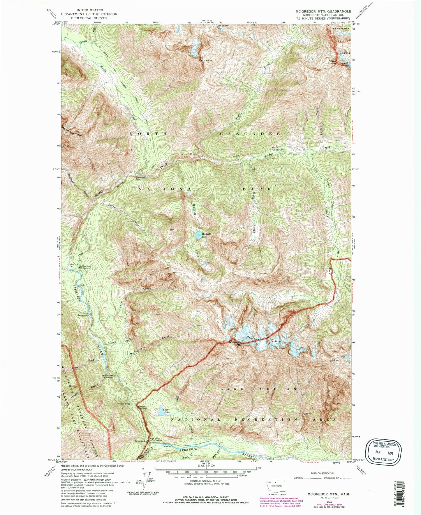 Classic USGS McGregor Mountain Washington 7.5'x7.5' Topo Map Image