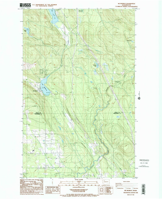 Classic USGS McMurray Washington 7.5'x7.5' Topo Map Image