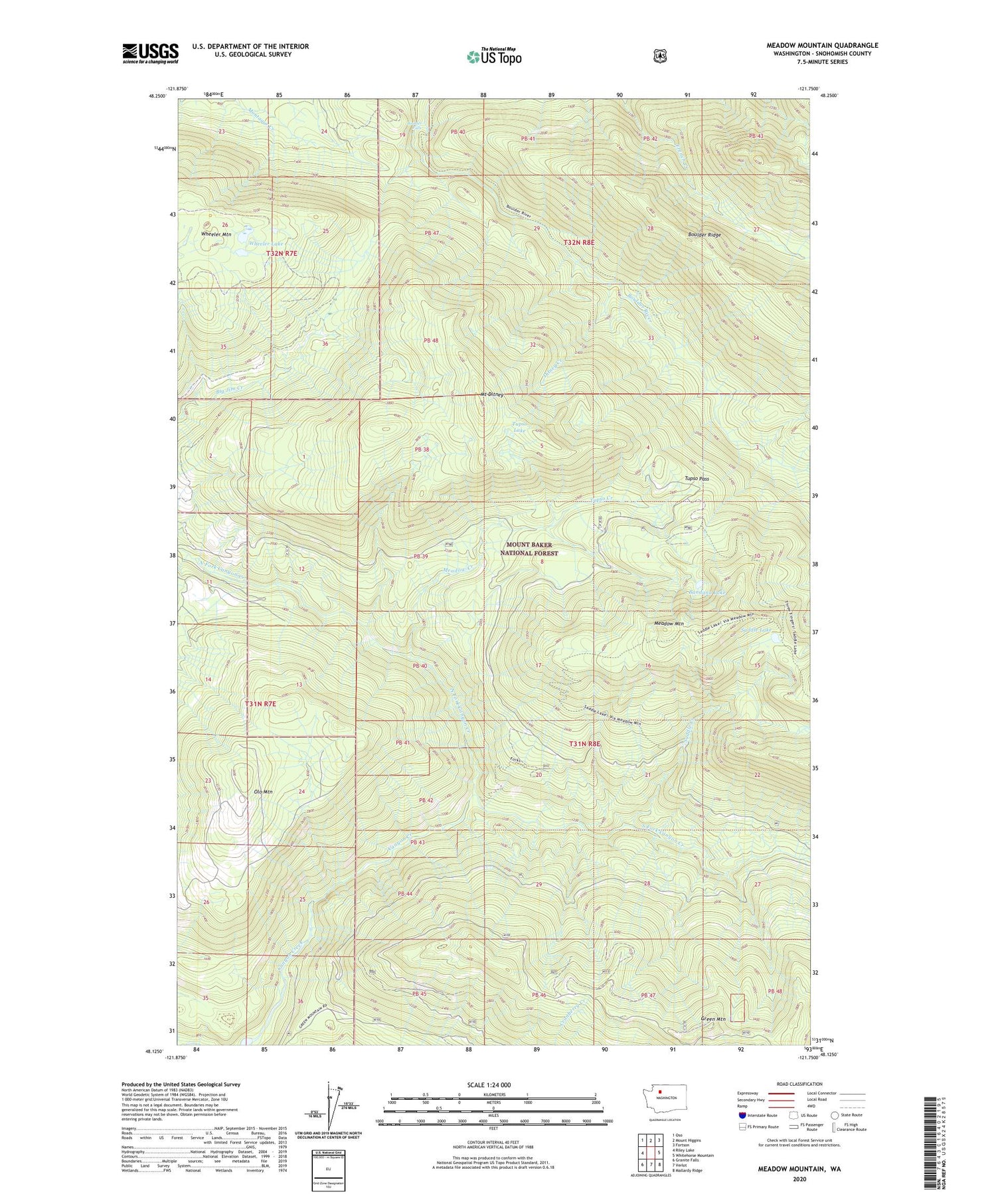 Meadow Mountain Washington US Topo Map Image