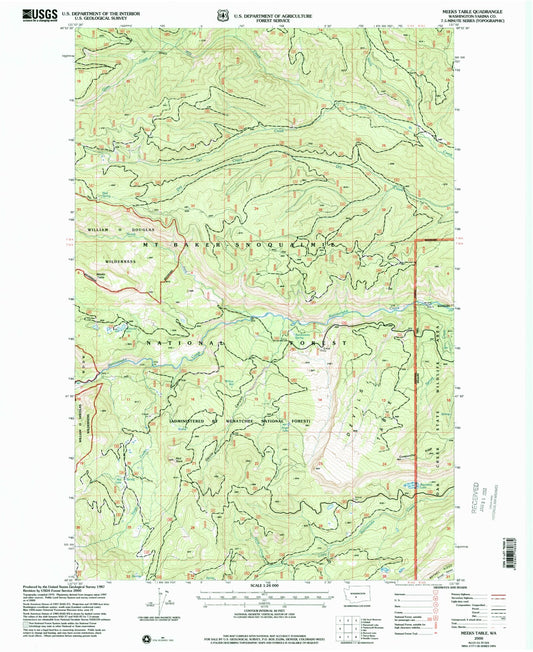Classic USGS Meeks Table Washington 7.5'x7.5' Topo Map Image