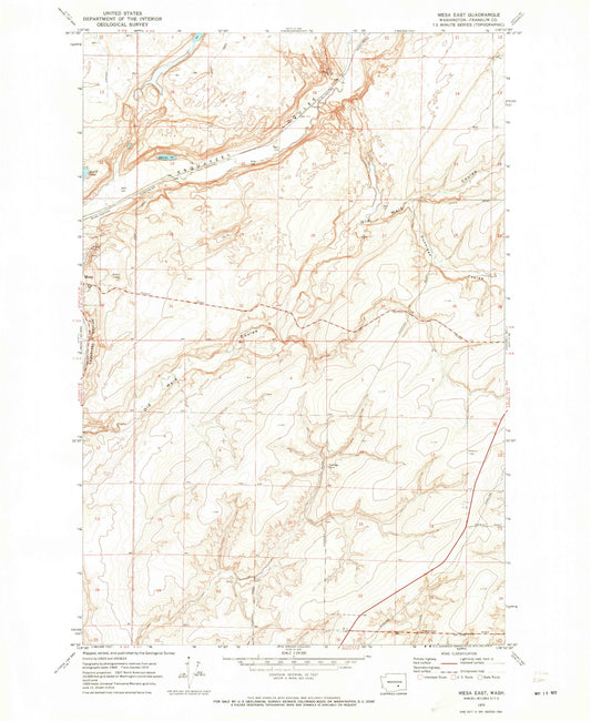 Classic USGS Mesa East Washington 7.5'x7.5' Topo Map Image
