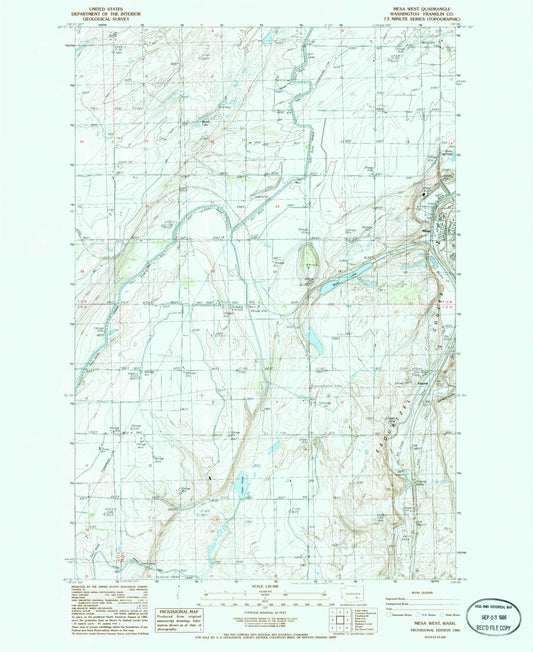 Classic USGS Mesa West Washington 7.5'x7.5' Topo Map Image