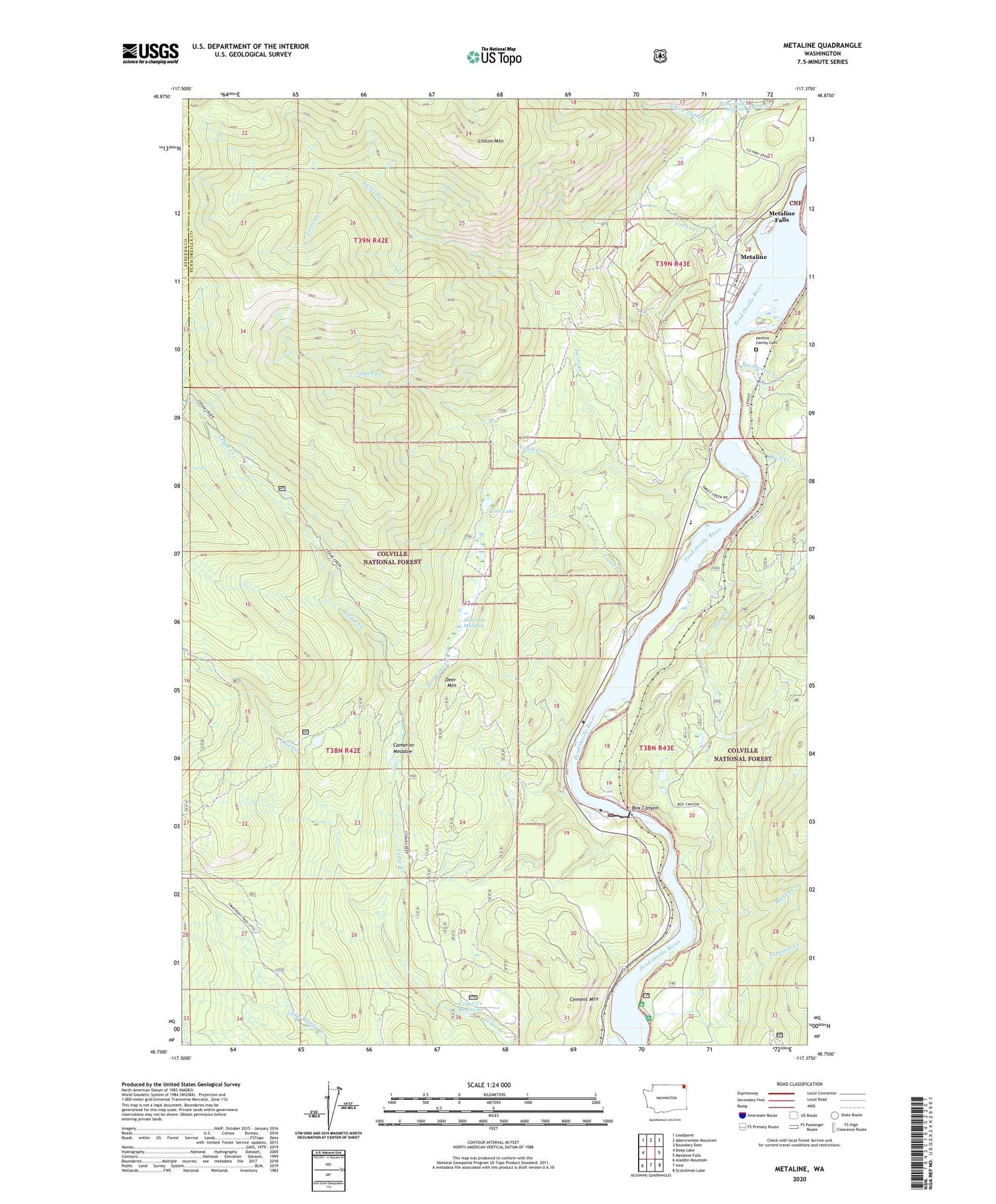 Metaline Washington US Topo Map Image