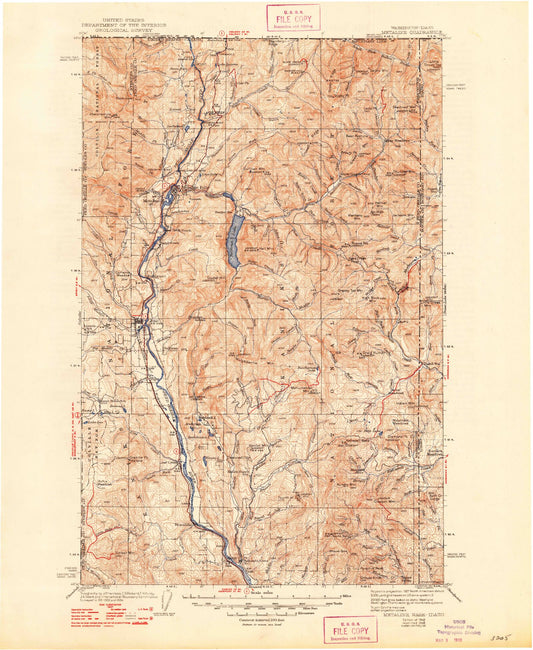 Historic 1942 Metaline Washington 30'x30' Topo Map Image