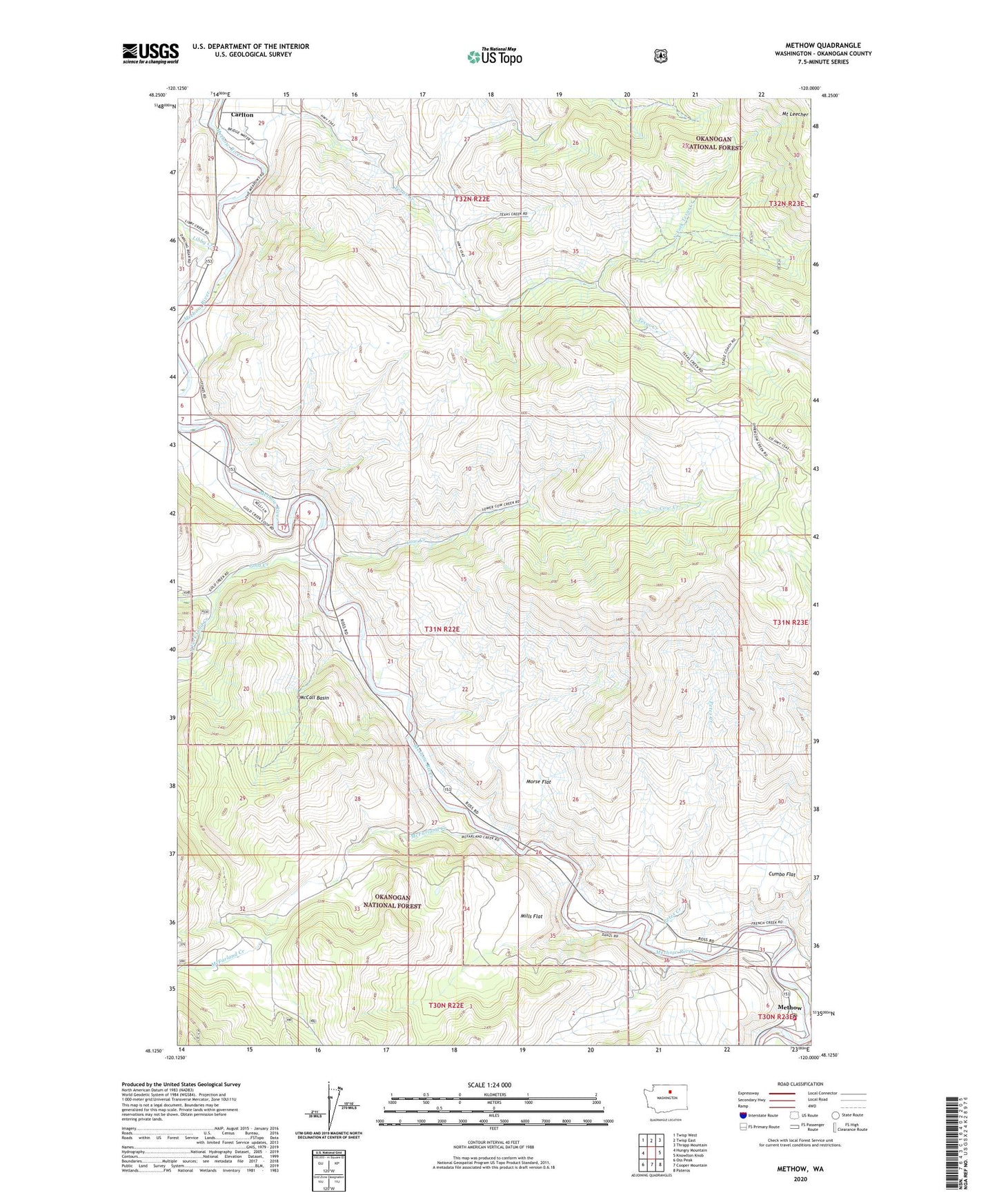 Methow Washington US Topo Map Image
