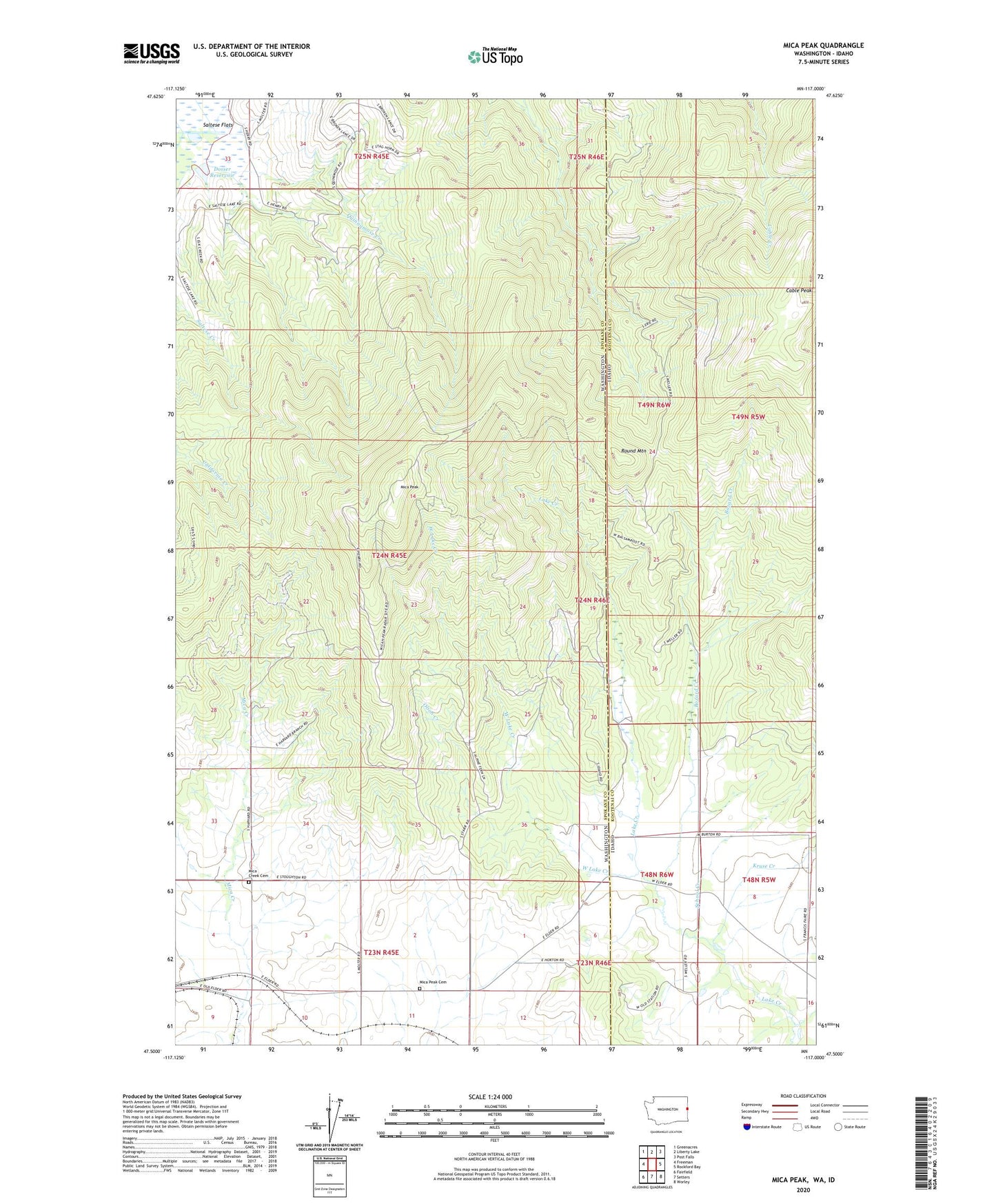Mica Peak Washington US Topo Map Image