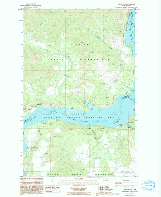 Classic USGS Miller Mountain Washington 7.5'x7.5' Topo Map Image