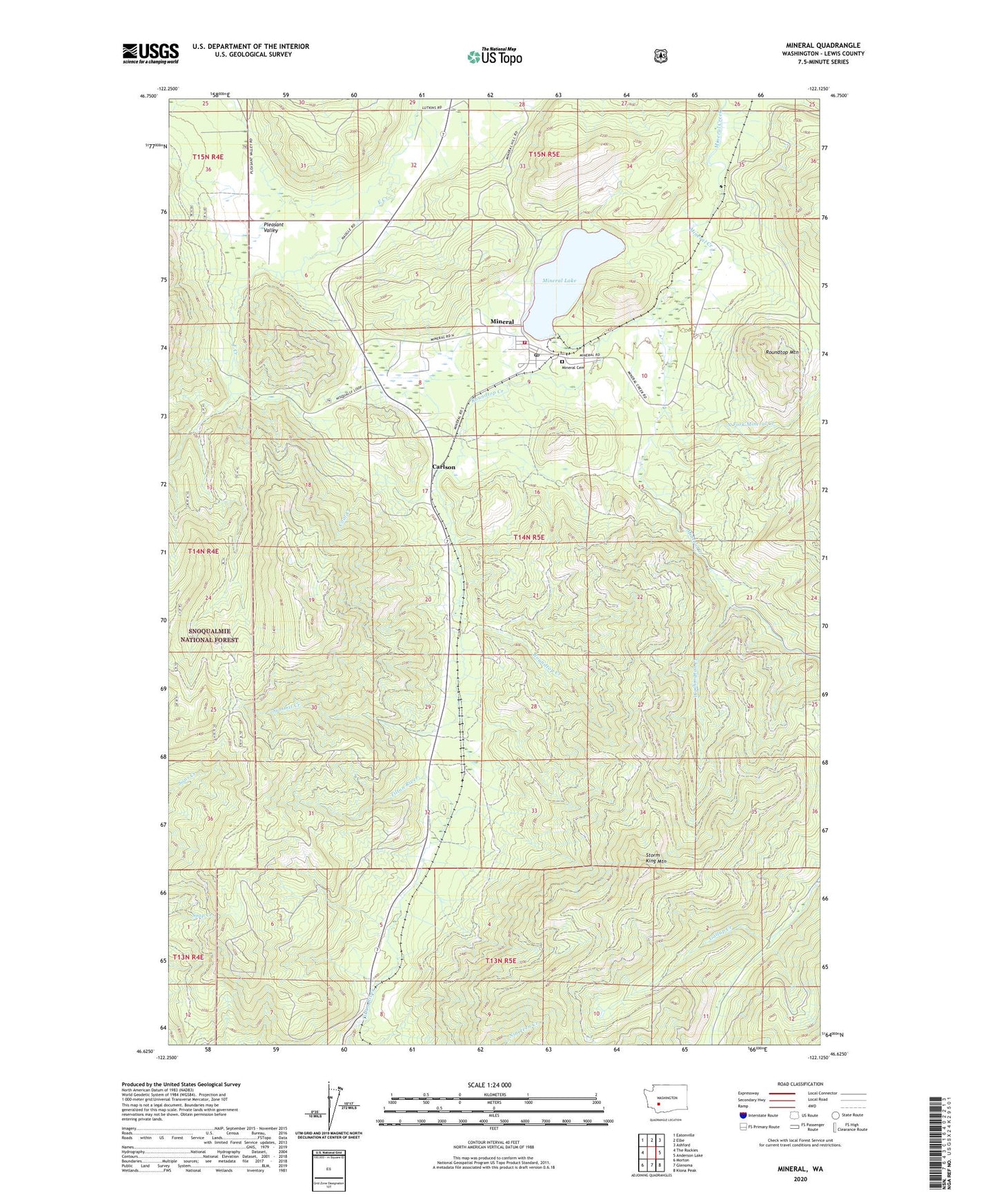 Mineral Washington US Topo Map Image