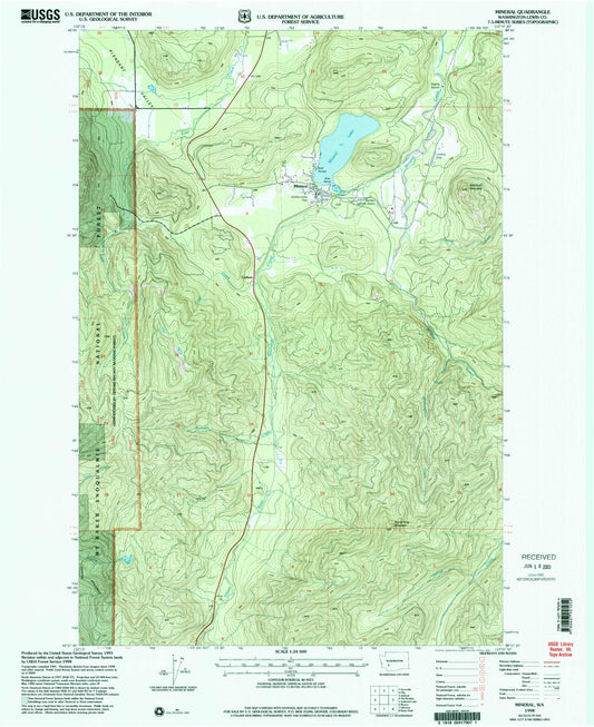 Classic USGS Mineral Washington 7.5'x7.5' Topo Map Image