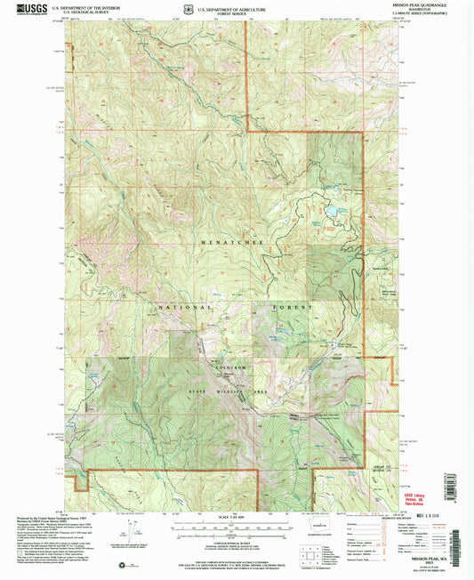 Classic USGS Mission Peak Washington 7.5'x7.5' Topo Map Image