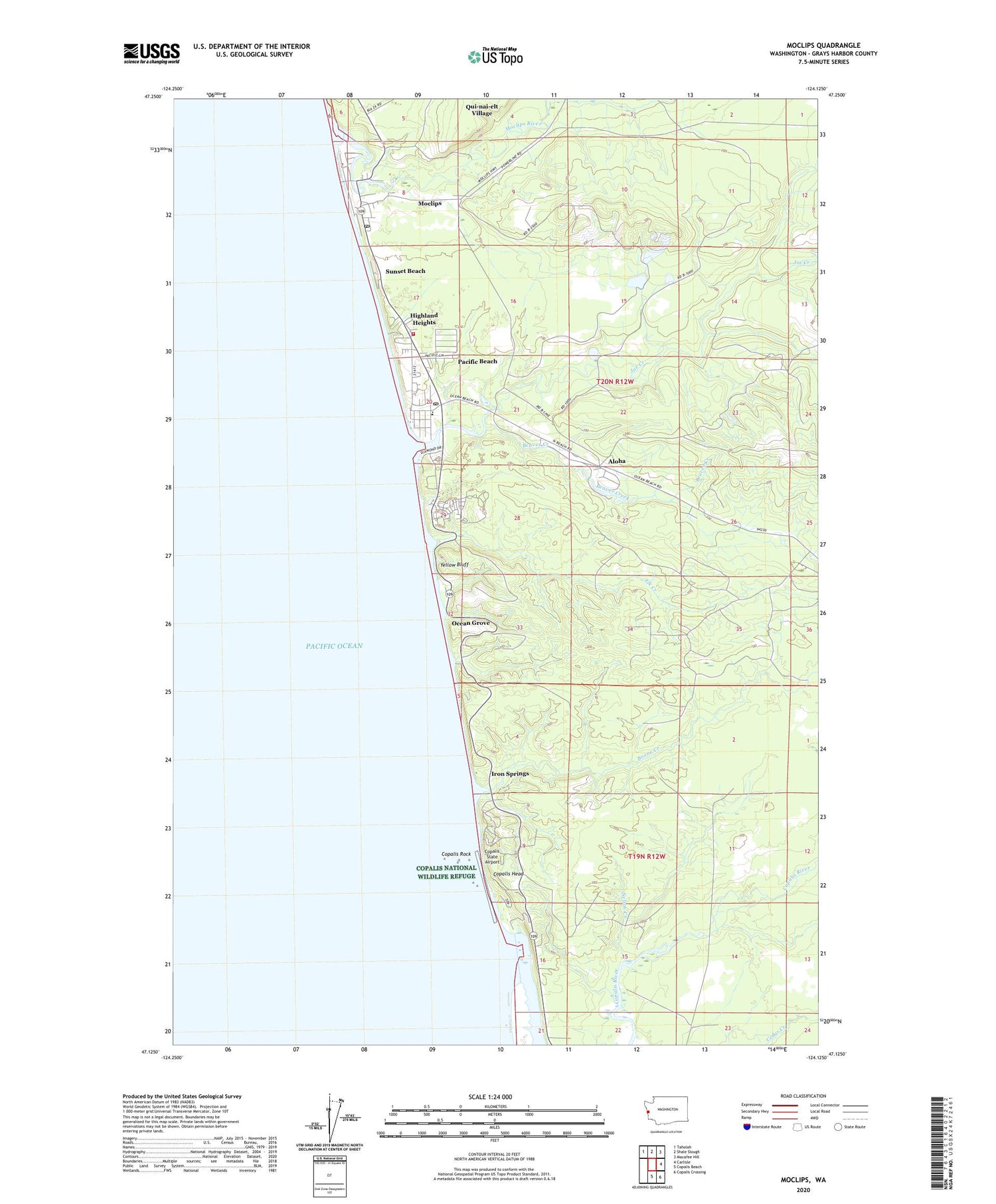 Moclips Washington US Topo Map Image