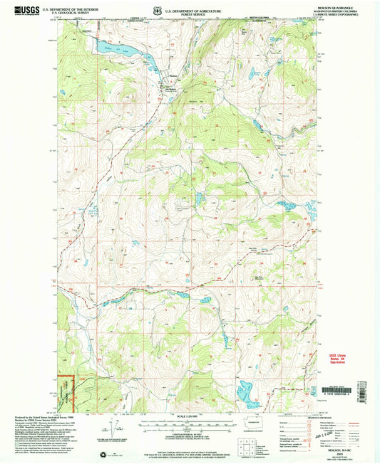Classic USGS Molson Washington 7.5'x7.5' Topo Map Image
