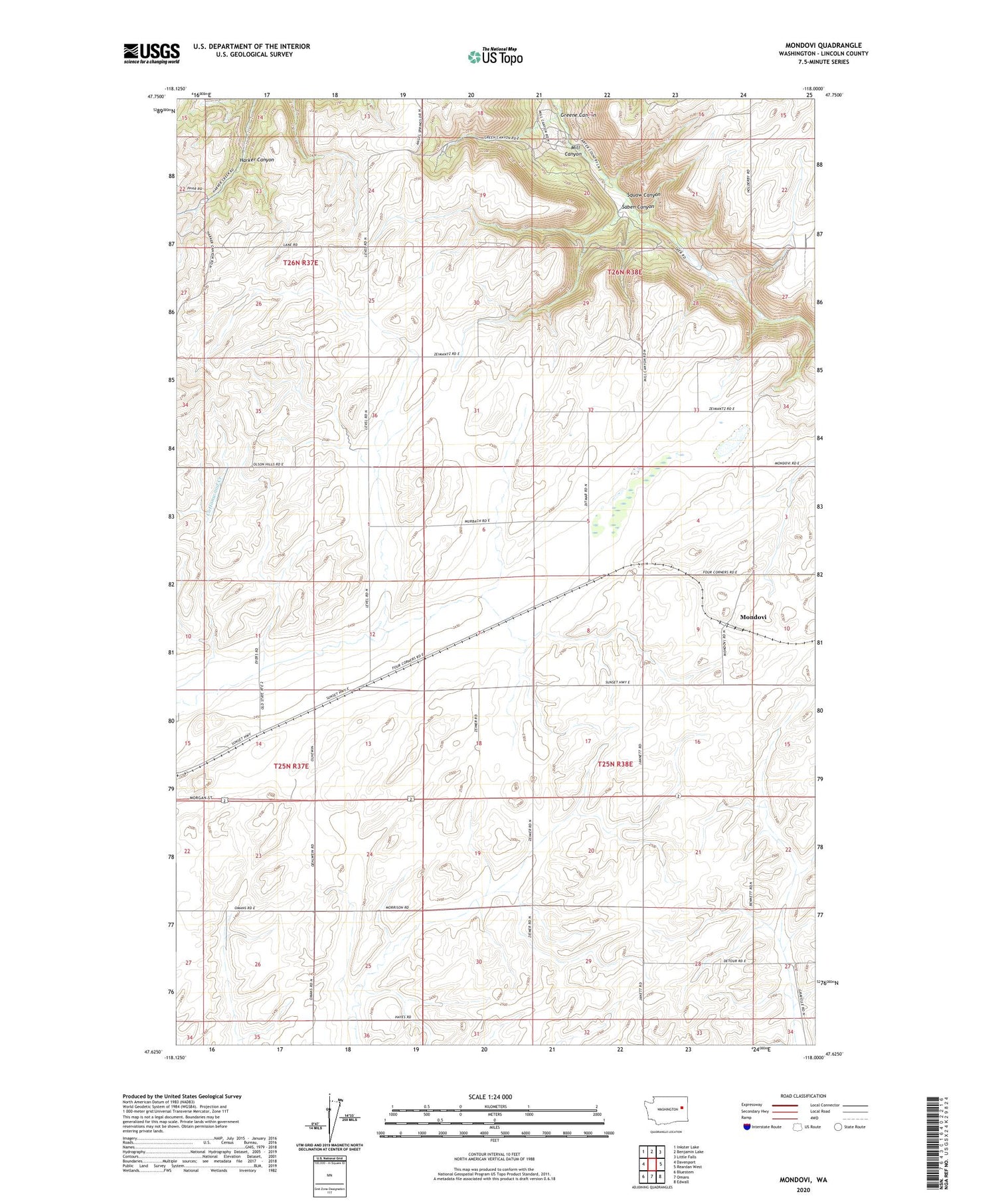 Mondovi Washington US Topo Map Image